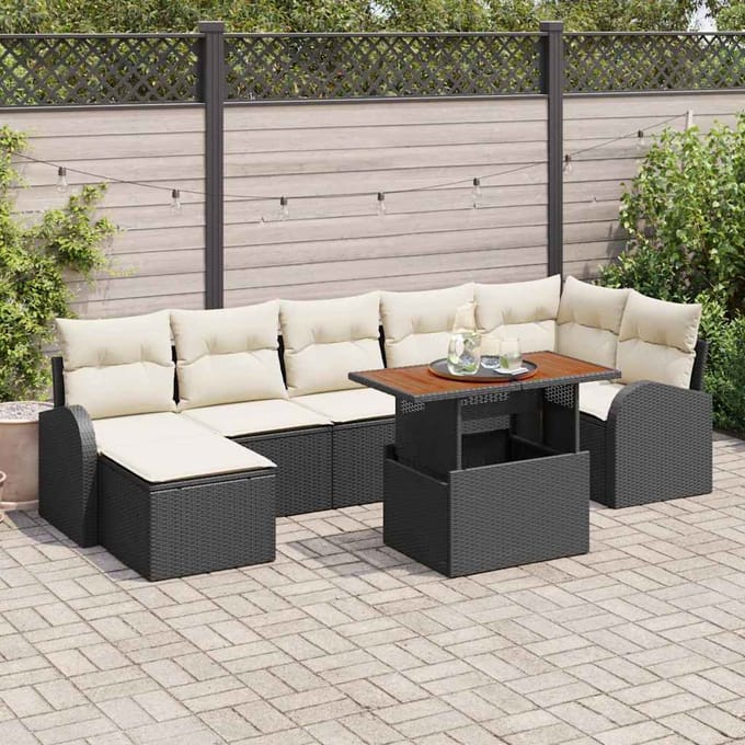 vidaXL - Tuinbank - Set - 8 - st - Zwart - en - crème