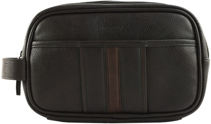 Ted Baker toilettas Keilab Stripe PU Washbag Brn-Choc donkerbruin