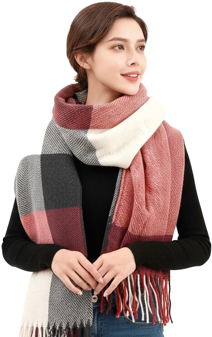 Dailygoods - Sjaal - Geruite Gestreepte Gebreide Unisex Winter Nekwarm
