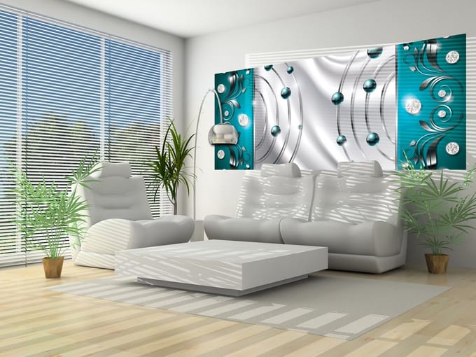 Blue Silver Abstract Modern Photo Wallcovering