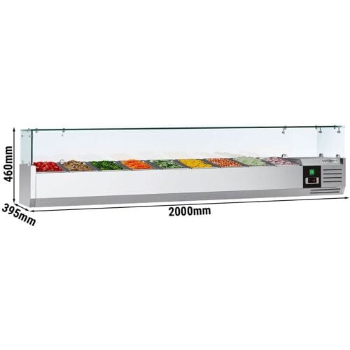 GGM Gastro Kühlaufsatzvitrine PREMIUM - 2000x395mm - 9x GN 1/3 Zilver