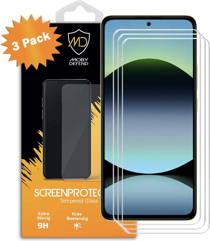 3-Pack MobyDefend Screenprotectors - Geschikt voor Xiaomi Redmi Note 14 4G - Case-Friendly Screensavers - Gehard Glas