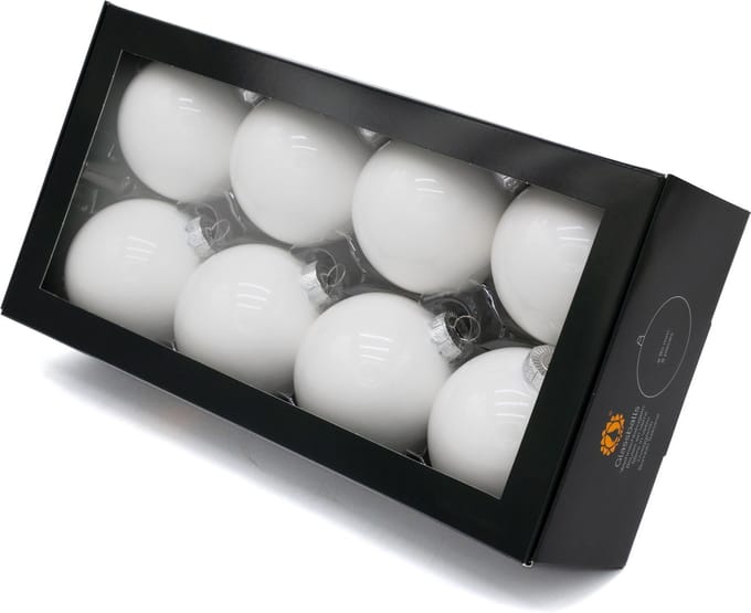Muntel® Kerstballen Glas - 8 Stuks - Glas - Glans - Melk - Wit