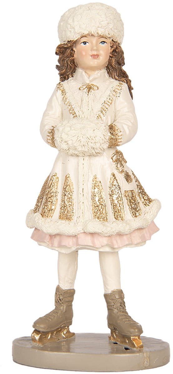 Clayre & Eef Kerstdecoratie Beeld Kind 8x7x18 cm Beige Kunststof