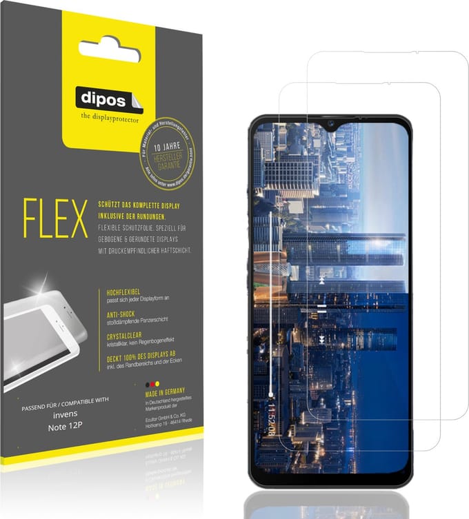 dipos – 2x Beschermfolie geschikt voor invens Note 12P | 3D Full Cover Screenprotector | 100% Passend