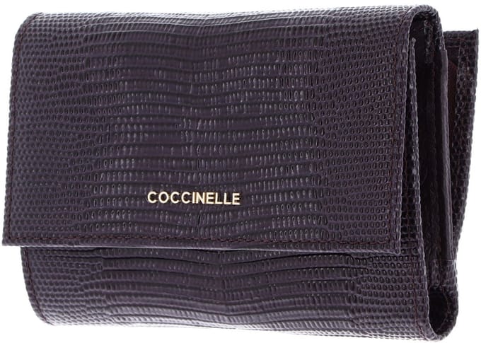 COCCINELLE Leren portemonnee Metallic Lizard Wallet Prune donkerpaars