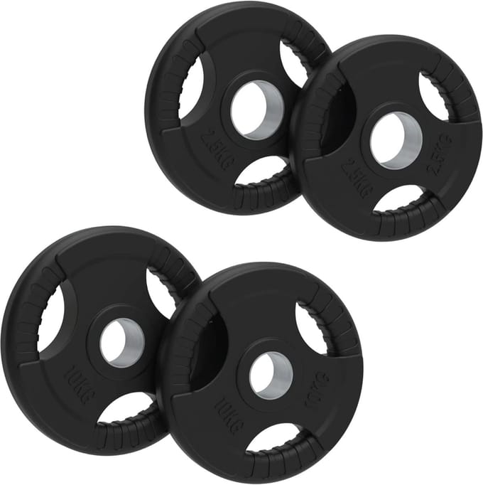Olympische schijvenset 15kg - tri-grip - rubberlaag - 50mm gat