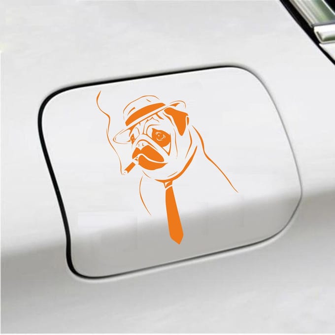 Bumpersticker - Hond Rokend - 10 X 13,6 - Oranje