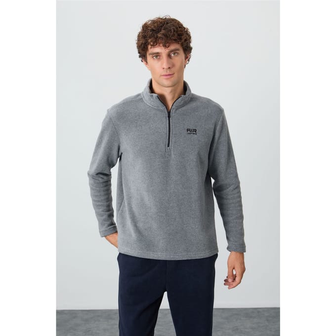 Mannen Pluche Half-Zip Sweatshirt