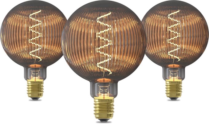 Calex Pulse Nantes G125 Smokey – Set van 3 stuks - Flex Filament – E27 – 4W – 40 Lumen – 1800K – Dimbaar – Titanium