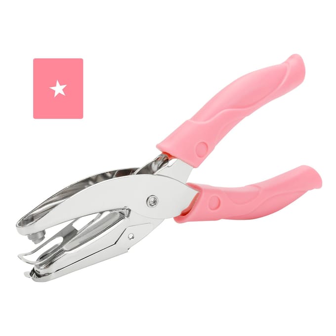 Handvat Perforator DIY Losbladige Papiersnijder Enkele Perforator School Kantoor Bindend Briefpapier Star(5mm) pink