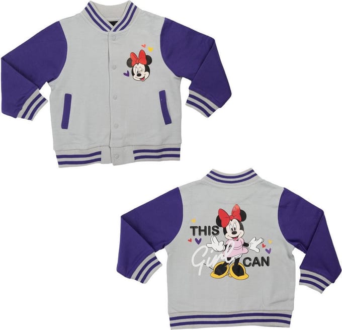 Disney Minnie Mouse Vest - CollegeJacket - Grijs/Paars - Katoen - Maat 110/116