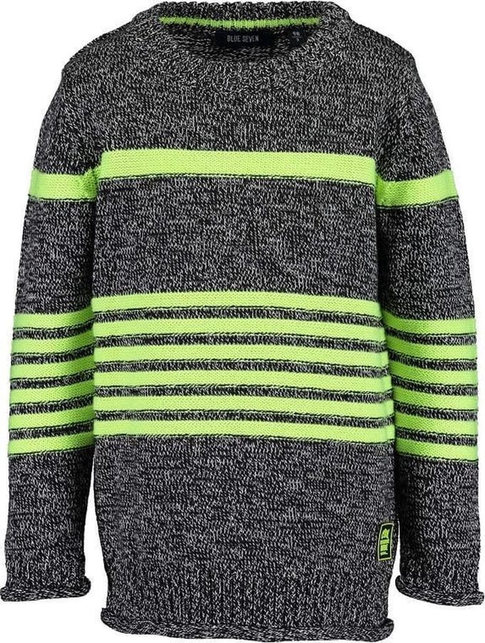 Blue Seven - jongens trui - grijs/neon groen