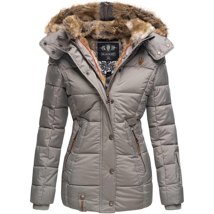 Marikoo dames winterjas Nekoo met imitatiebont capuchon & teddyvoering