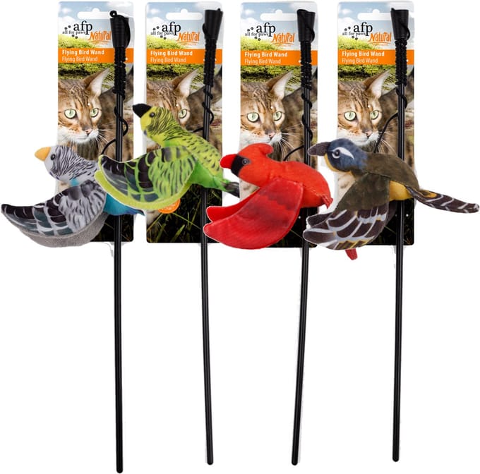 AFP Naturel Flying Bird Wand assorted Speelgoed voor katten - Kattenspeelgoed - Kattenspeeltjes