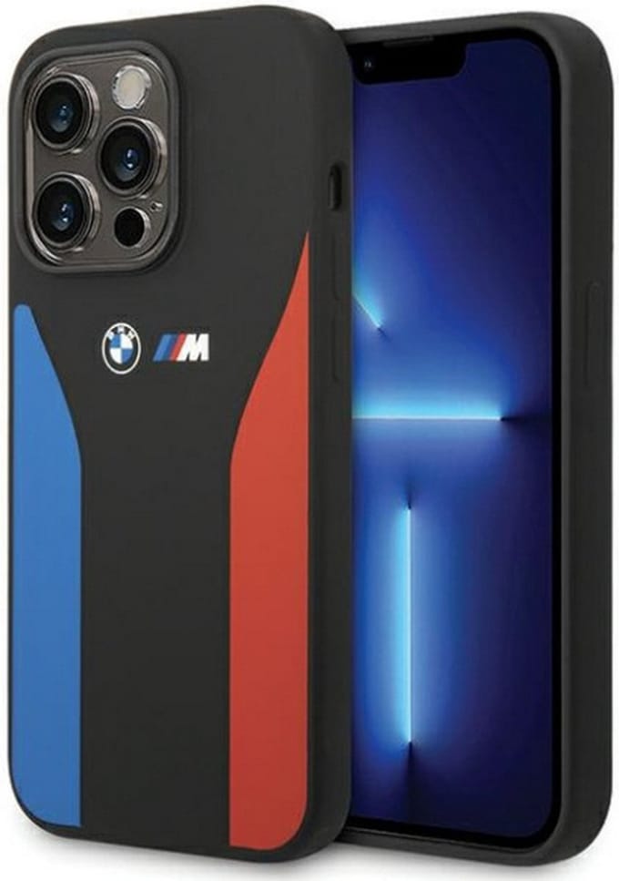 BMW M Blue & Red Silicone Back Case - Apple iPhone 15 Pro (6.1") - Zwart