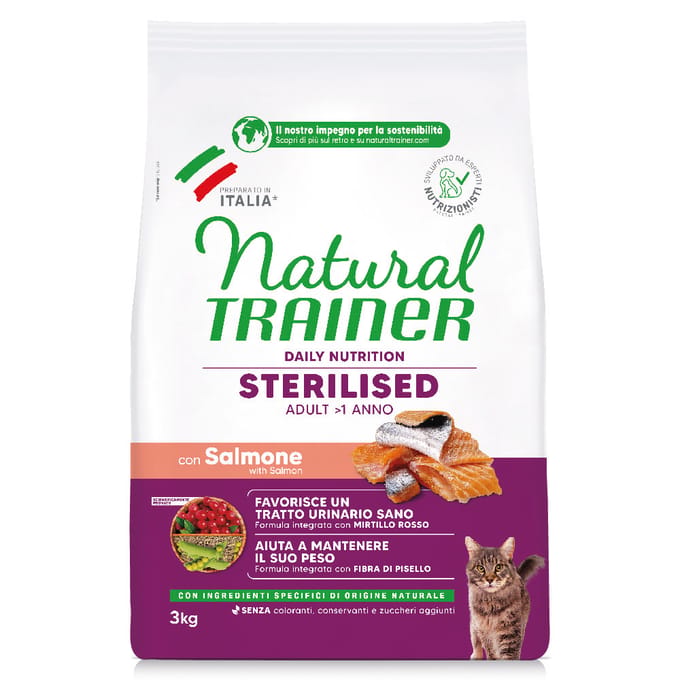 3 kg Sterilised Salmon Natural Trainer Droog kattenvoer
