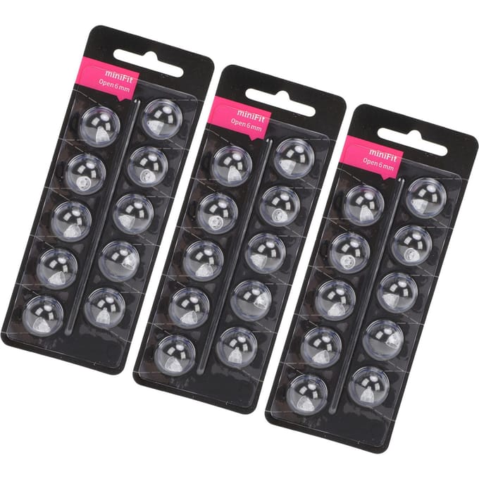 30 pièces Dômes de remplacement pour aides auditives pour MiniFit Double évent Simple couche Antistatique Silicone Ouvert 6mm / 0.24in Dia gray