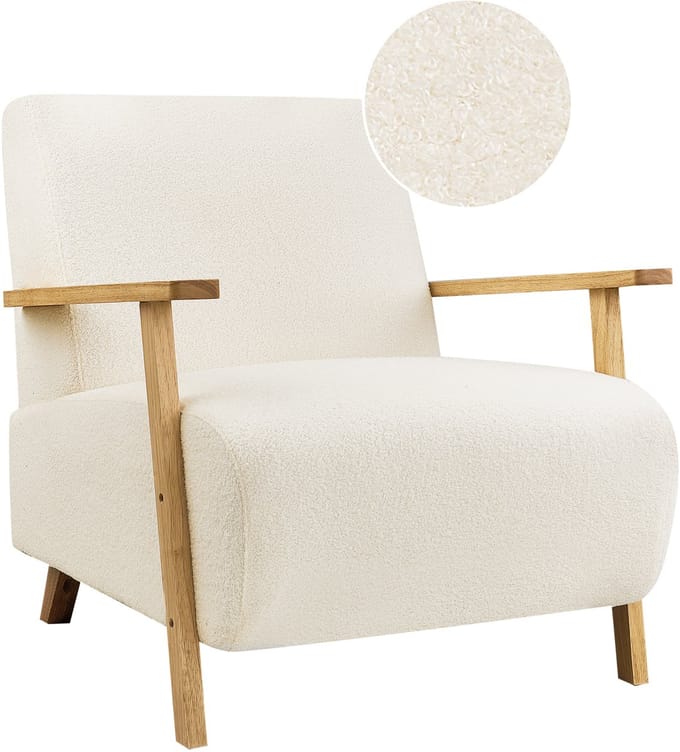LESJA - Fauteuil - Lichtbeige - Bouclé
