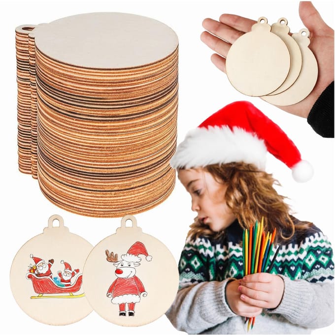 SMX Design - Houten Kerstballen Set - 100 stuks - Creatief Decoreren