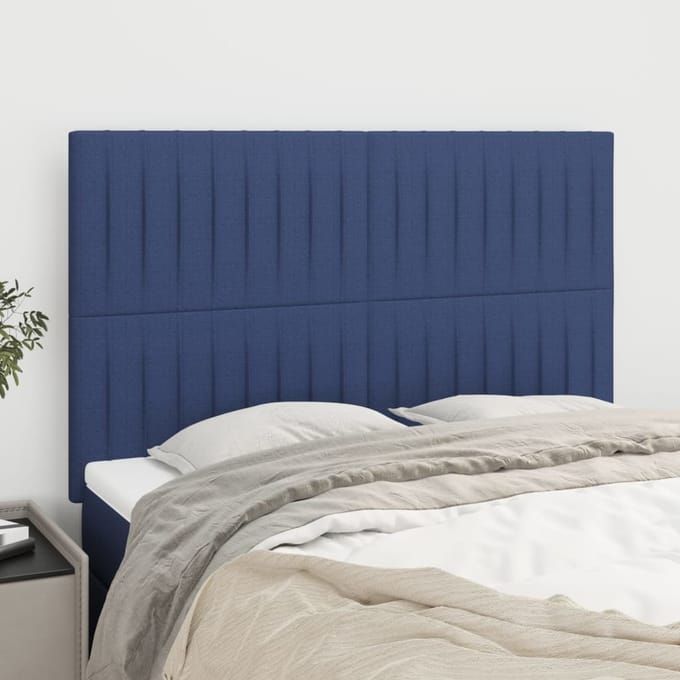 vidaXL - Hoofdbord - blauw - 144x5x118/128 - cm - stof