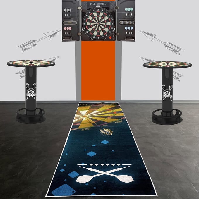 Dartmat - Dart tapijt - Authentiek spel - Afgedrukt bord - 100x285 cm - Wit
