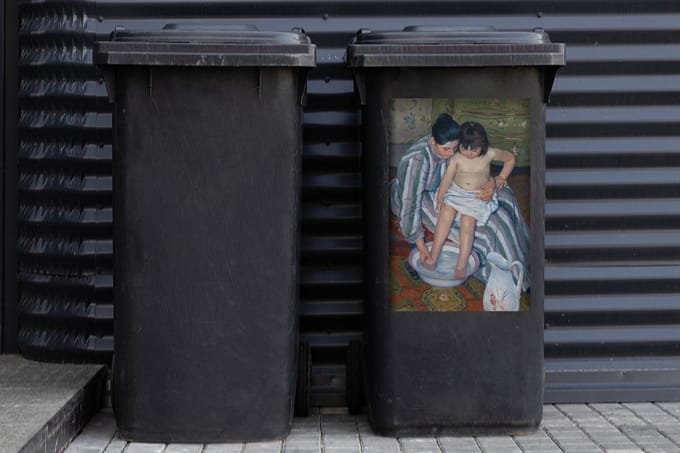 Container sticker Het kinderbad - Schilderij van Mary Cassatt - 40x60 cm - Kliko sticker