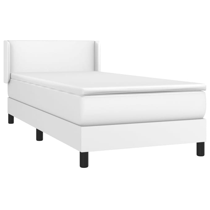 vidaXL - Boxspring - met - matras - kunstleer - wit - 80x200 - cm
