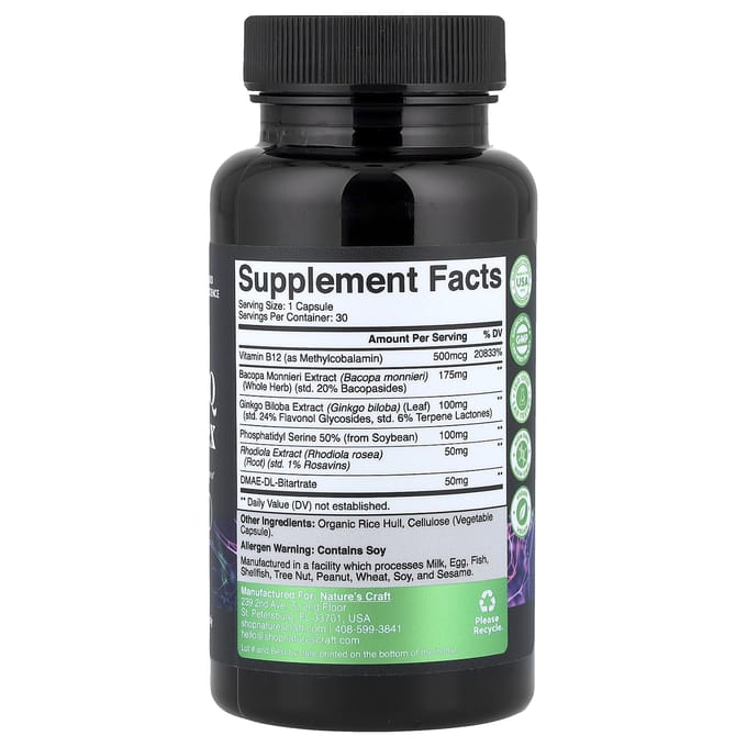 Nature's Craft, Brain + IQ Complex, 30 capsules