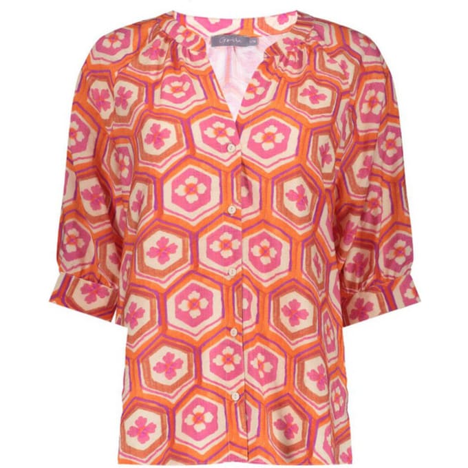 Geisha Blouse Ecru/orange/cassis Größe: S | Blusen Outlet | Damen | Braun