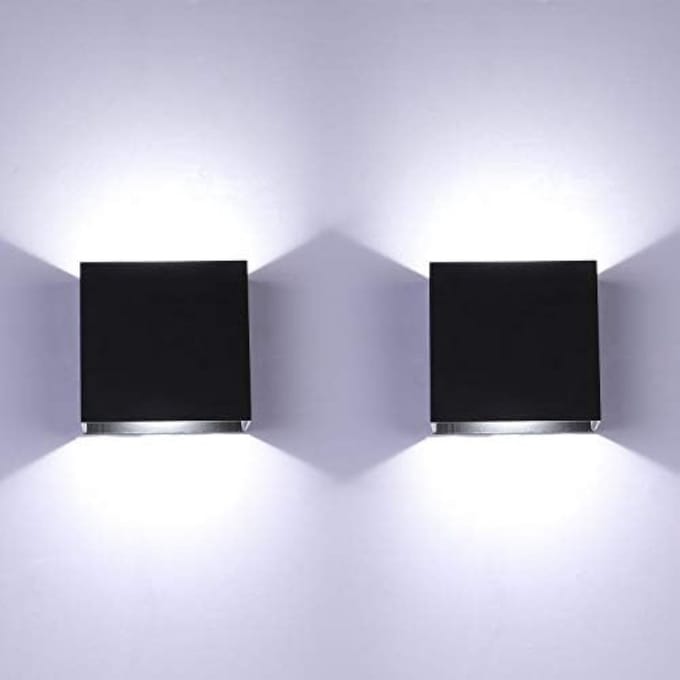 2x Zwarte LED Wandlamp Binnen - Moderne Up Down Verlichting 6W Koudwit Aluminium