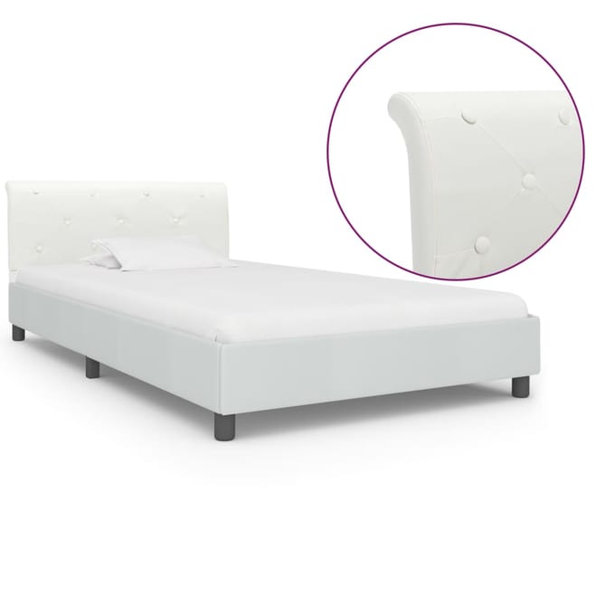 vidaXL - Bedframe - kunstleer - wit - 100x200 - cm
