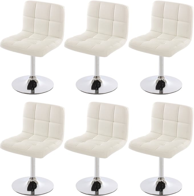 Set van 6 eetkamerstoelen Bureaustoel Stoel Kavala kunstleer chroom ~ wit