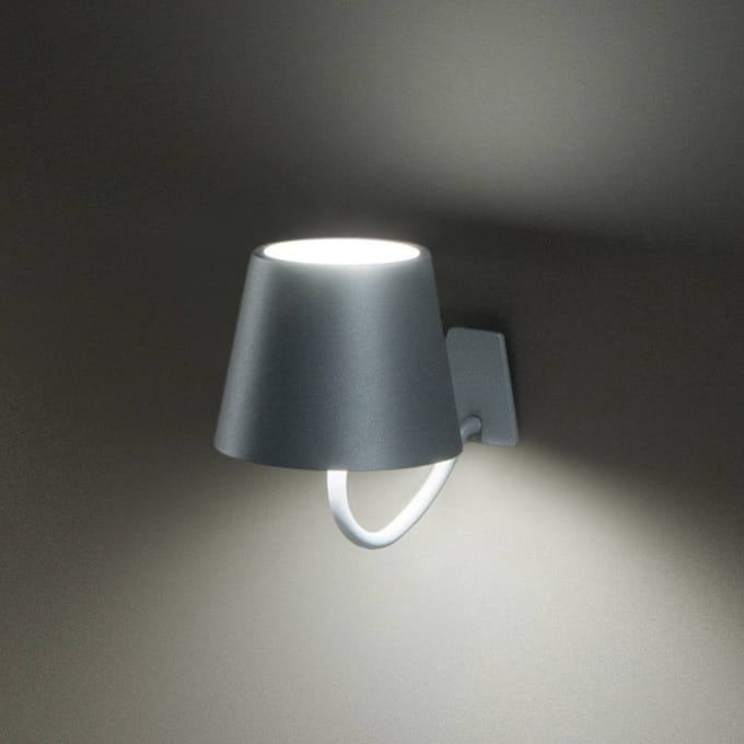 Zafferano Poldina accu-wandlamp, haak, wit
