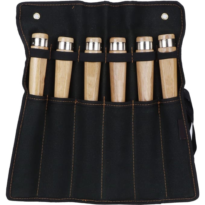 Ensemble de ciseaux à bois, couteau à sculpter, kit de ciseaux avec sac à outils pour charpentier beige