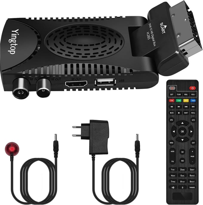 Full HD Mini-ontvanger voor Digitale Televisie - DVB-T2 Decoder met SCART
