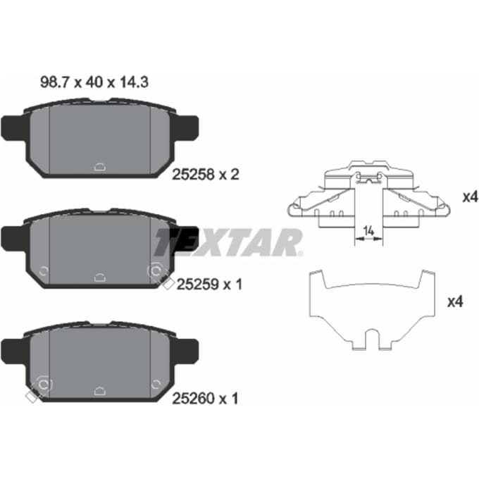 Remblokset TEXTAR 2525801, achter