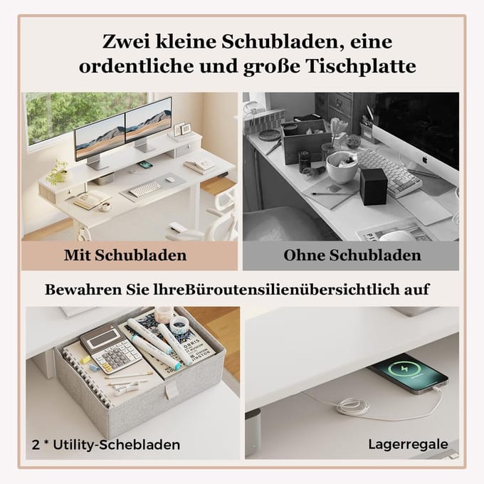 Luxe Bureau – Wit – 100x60 cm – Industrohome