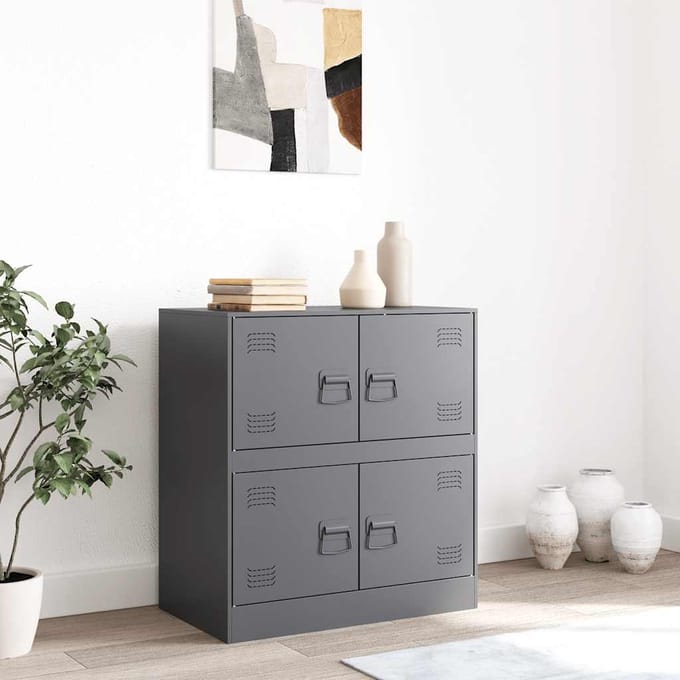 vidaXL - Dressoir - 67x39x73 - cm - staal - antracietkleurig