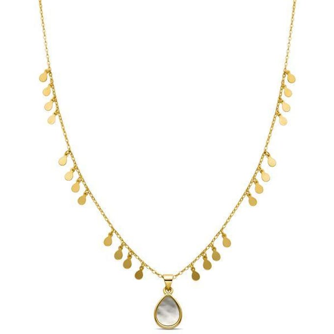 Luxere witte parelmoer collier afgewerkt in 18K geel goud - Lain