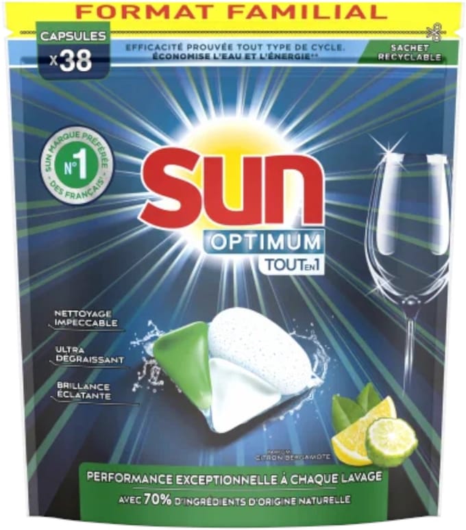 Sun optimum vaatwastabletten 38 stuks citron bergamote