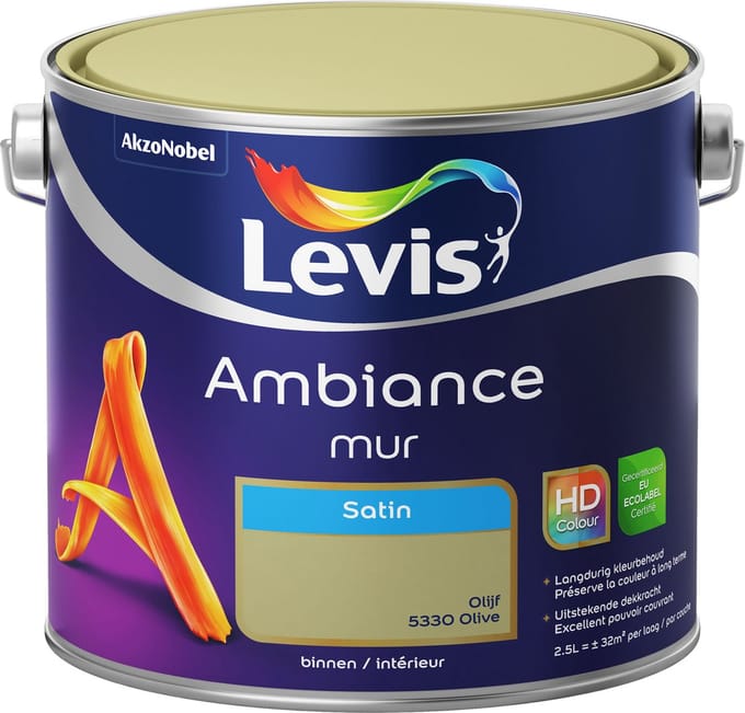 Levis - Ambiance Mur Satin - Olijf - 2,5 L