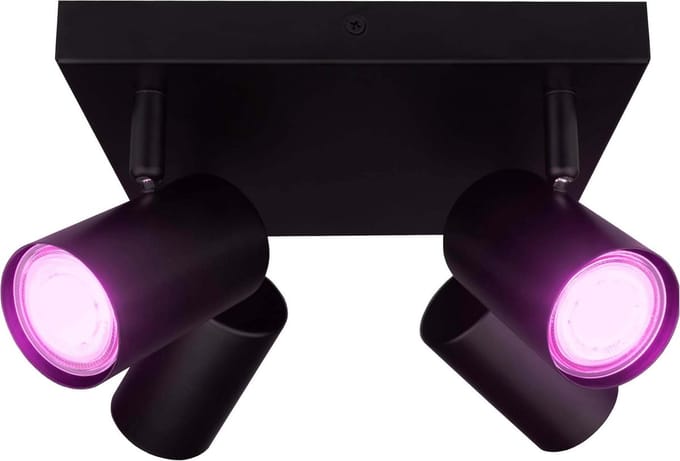 Ledvion - LED Plafondspot - Zwart 4-lichts - Dimbaar - 5W - GU10 - IP20