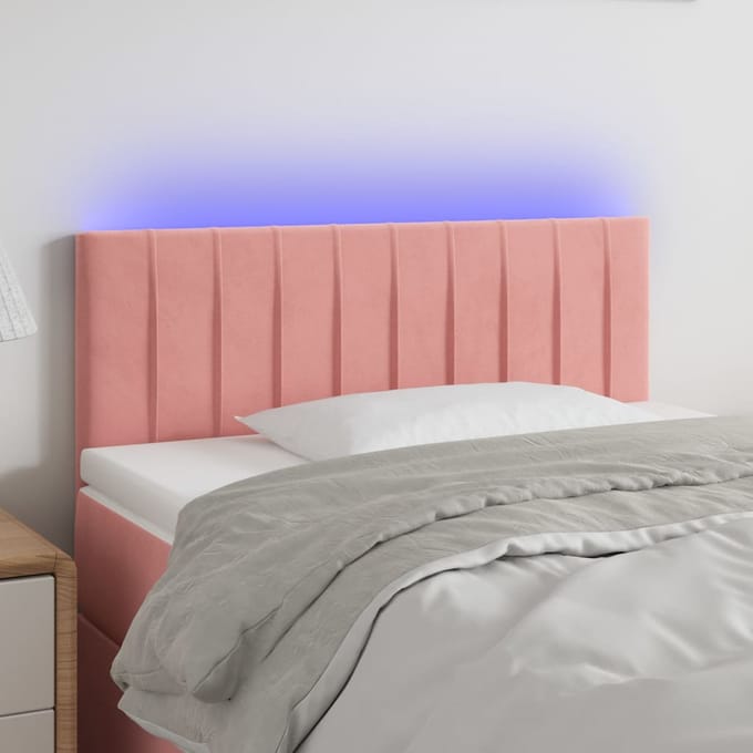 vidaXL - Hoofdbord - LED - 80x5x78/88 - cm - fluweel - roze