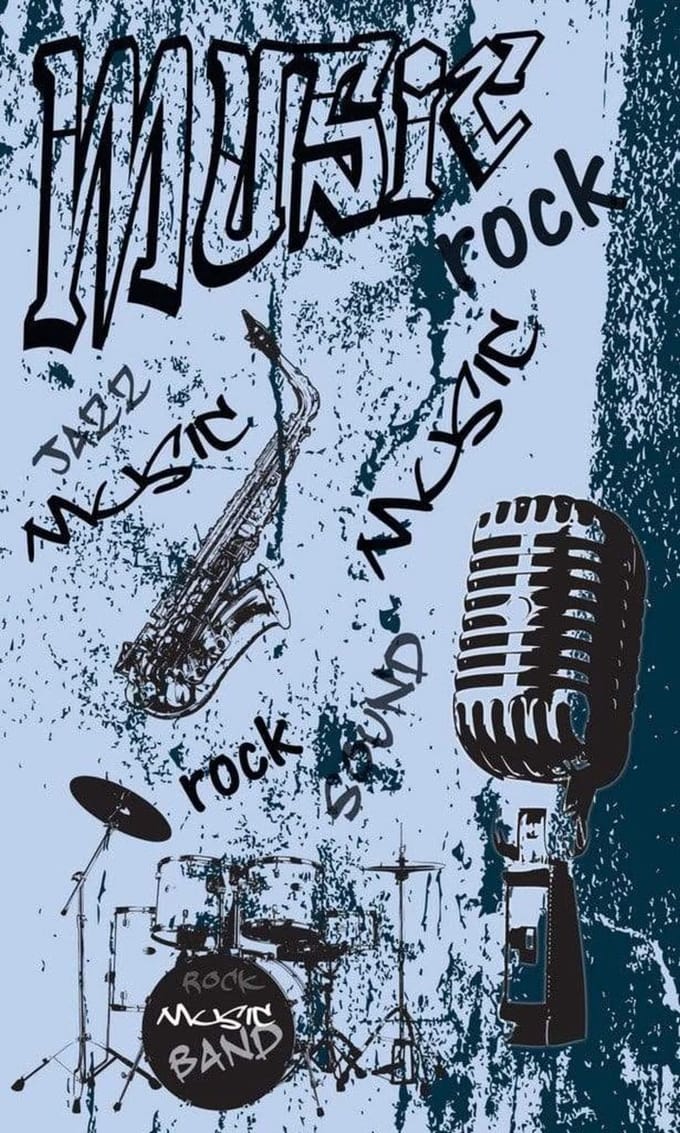 Fotobehang - Music Blue 150x250cm - Vliesbehang