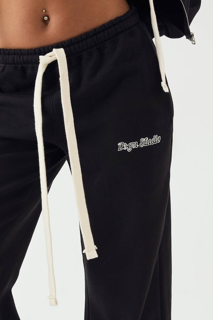 Dames DSGN Studio Contrast Trekkoord Rechte Pijp Jogger | Zwart | Maat: Small