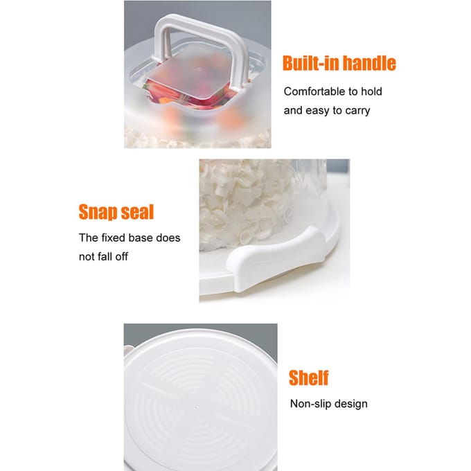 Taartdrager Deksel Taartstandaard met Deksel Dessert Serveerschaal met Handvat Cupcakehouder Taarten wit