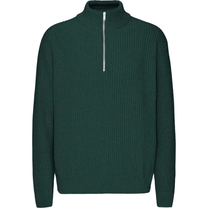 1/4 rits trui Colorful Standard Merino Emerald Green