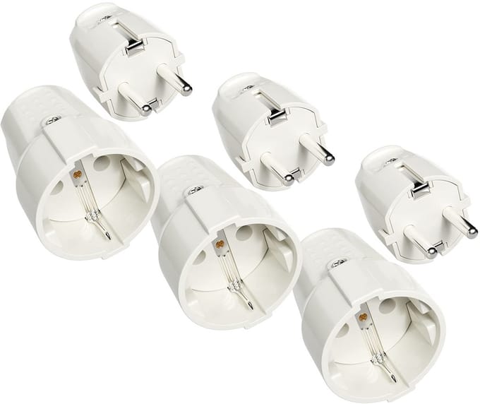 3x Schuko Stekker en Koppeling - Geaarde PVC 2-Polig 230V 16A - Binnengebruik IP20
