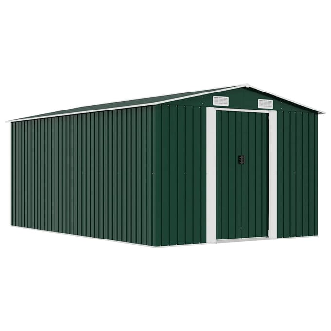 vidaXL - Tuinschuur - 257x392x181 - cm - metaal - groen